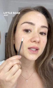 Cheek blush tattoo day 4 — front view