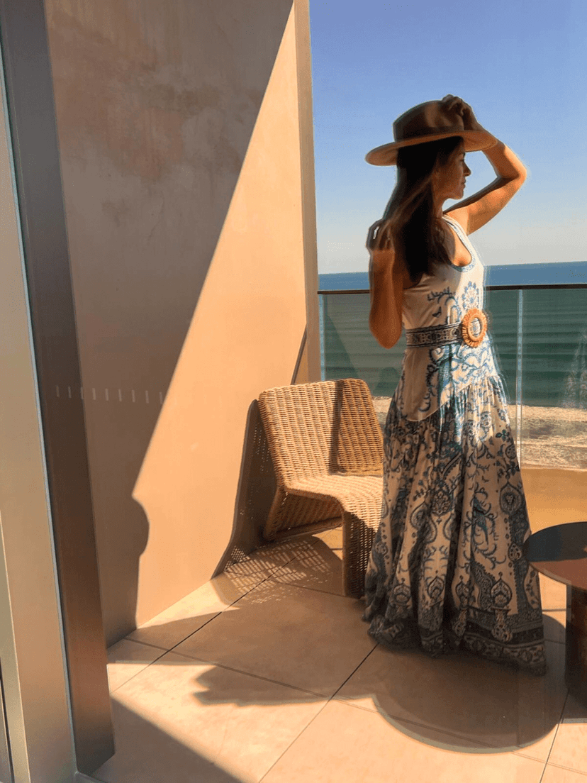 Sigourney Cantelo in Camilla silk at Mondrian Gold Coast