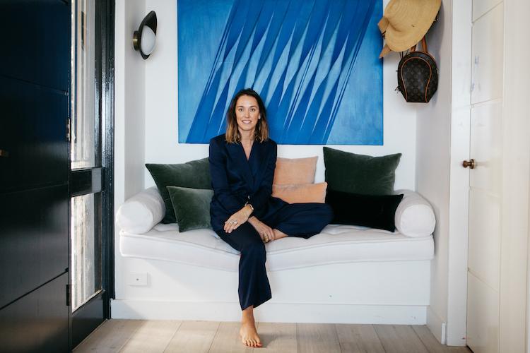 Interior designer Tamsin Johnson in her minimalist home space, natural lighting