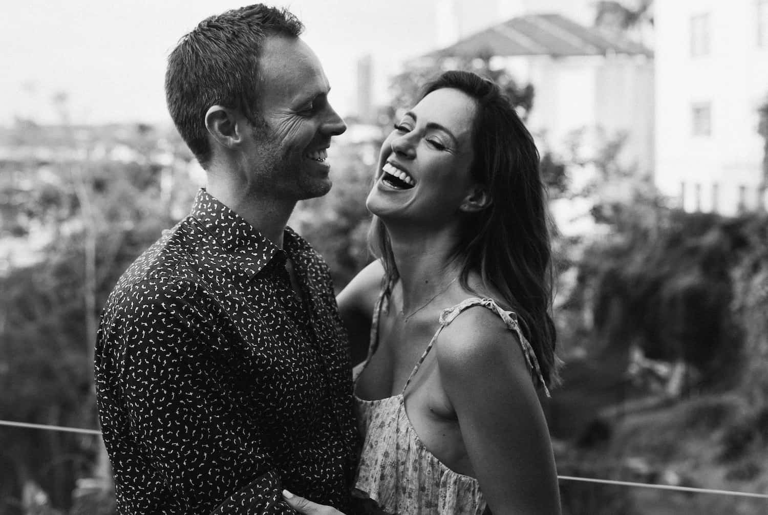 Sigourney Cantelo with her husband Damien, showcasing luxury grooming and fragrance gifts
