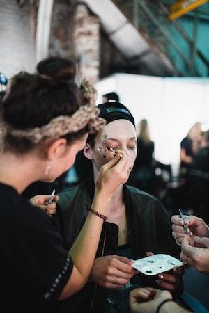 Backstage at Emma Mulholland was a blur or sequins and kylie-esque wigs