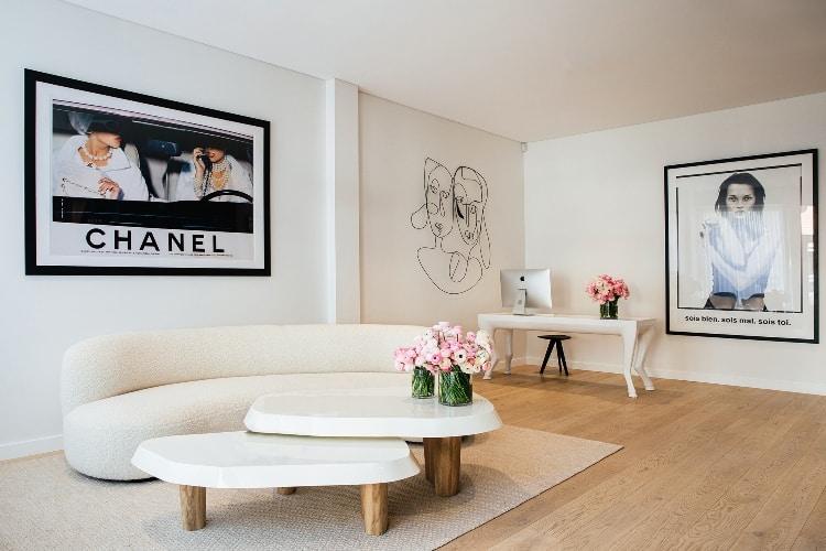 The reception lounge at Melanie Grant Skin Health, Double Bay