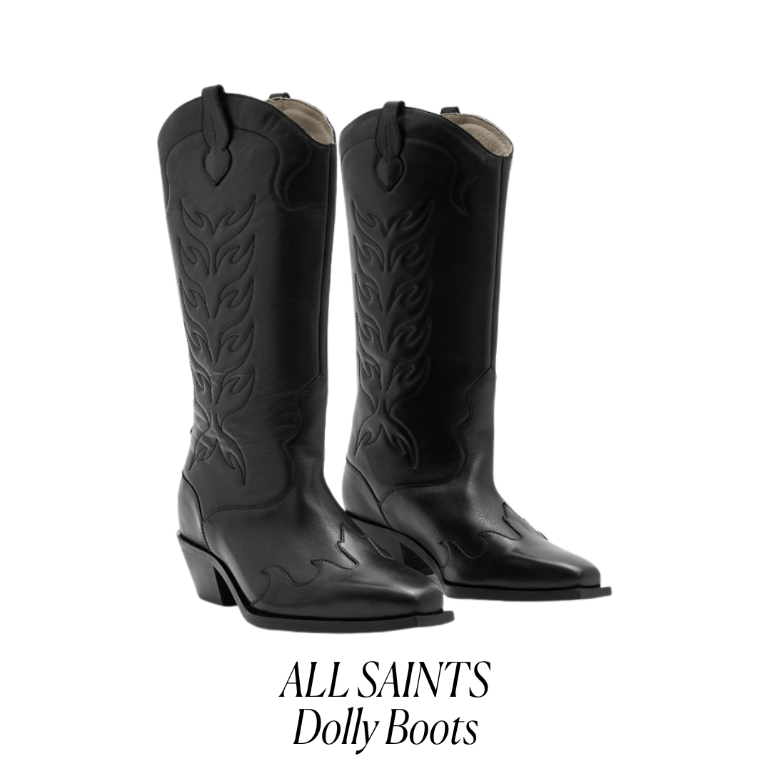 Black cowboy boots from the Sun Ranch style diary