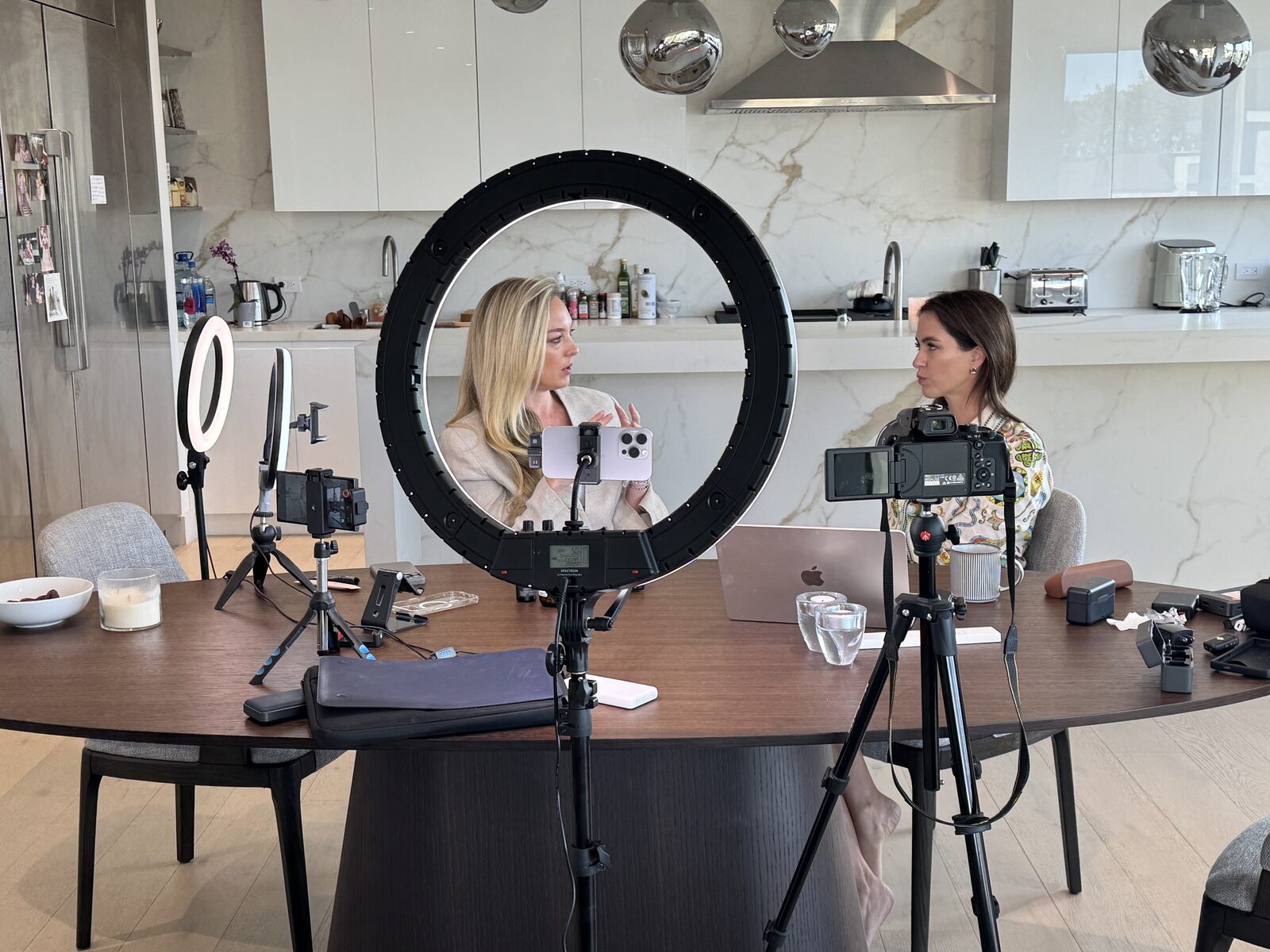 Jess Sepel filming Beautiful Inside by Beauticate with Sigourney Cantelo