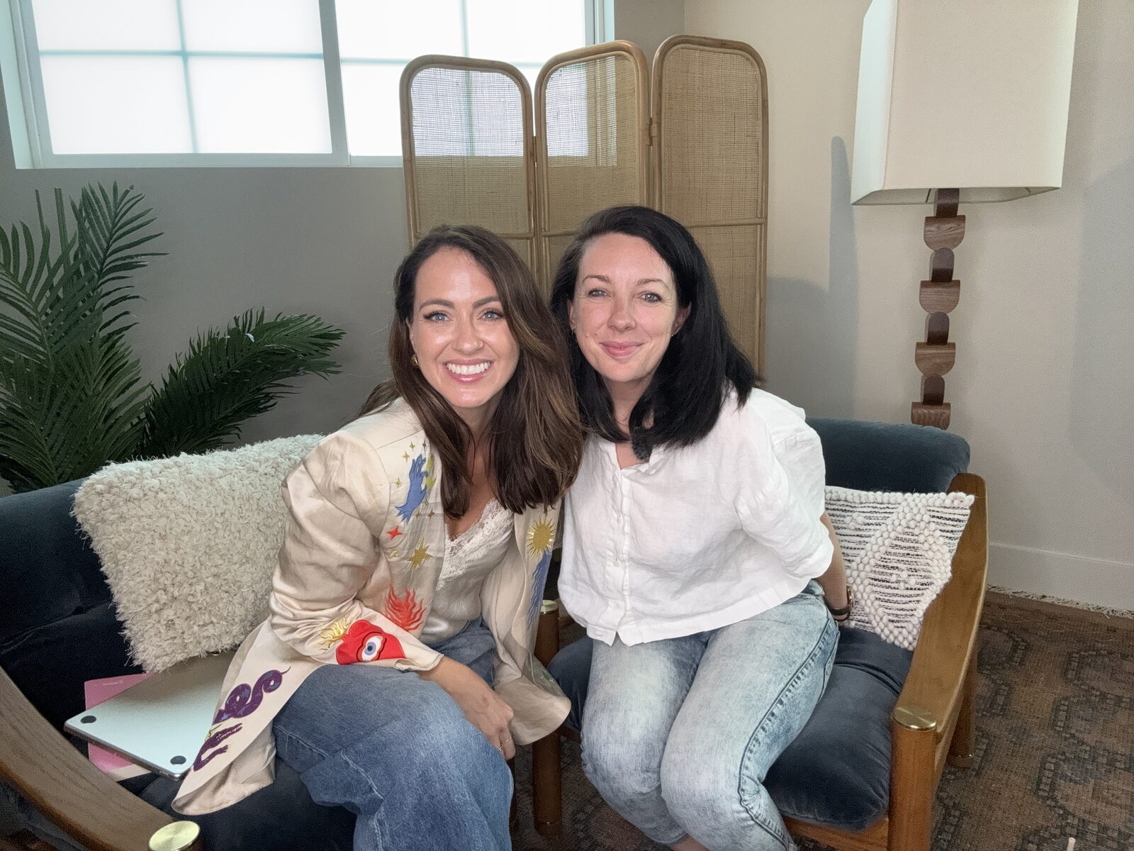 Lola Berry and Sigourney Cantelo laughing during the Beautiful Inside interview