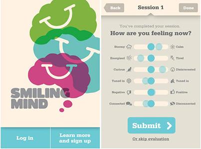 Smiling Mind app open on a phone showing a customised mindfulness meditation