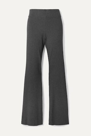 Cale angelique ribbed stretch jersey flared pants dark gray