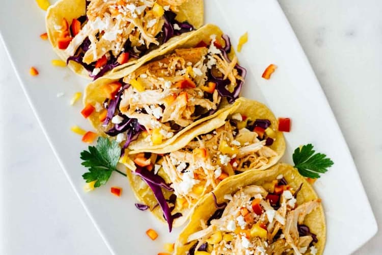 Healthy sriracha shredded chicken tacos landscape 1